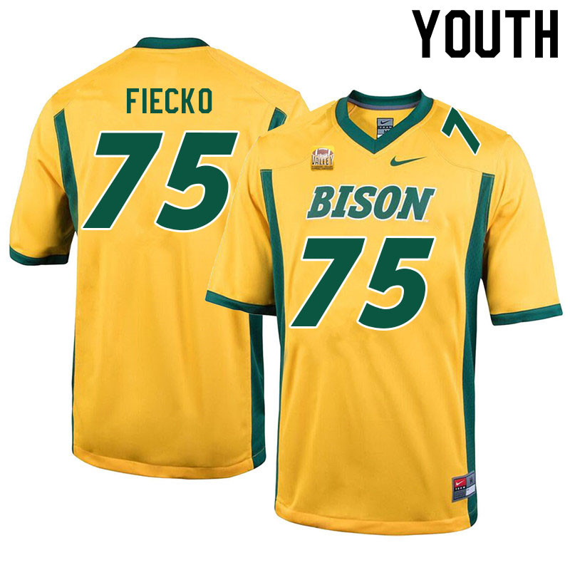 Youth #75 Trevor Fiecko North Dakota State Bison College Football Jerseys Sale-Yellow - Click Image to Close